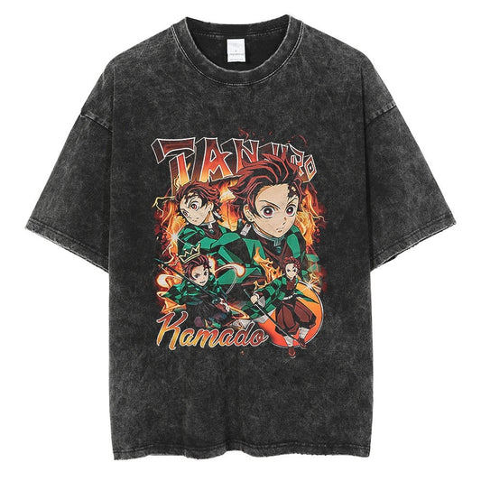 Demon Slayer Tanjiro "Inspired" Premium Vintage Oversized T Shirt