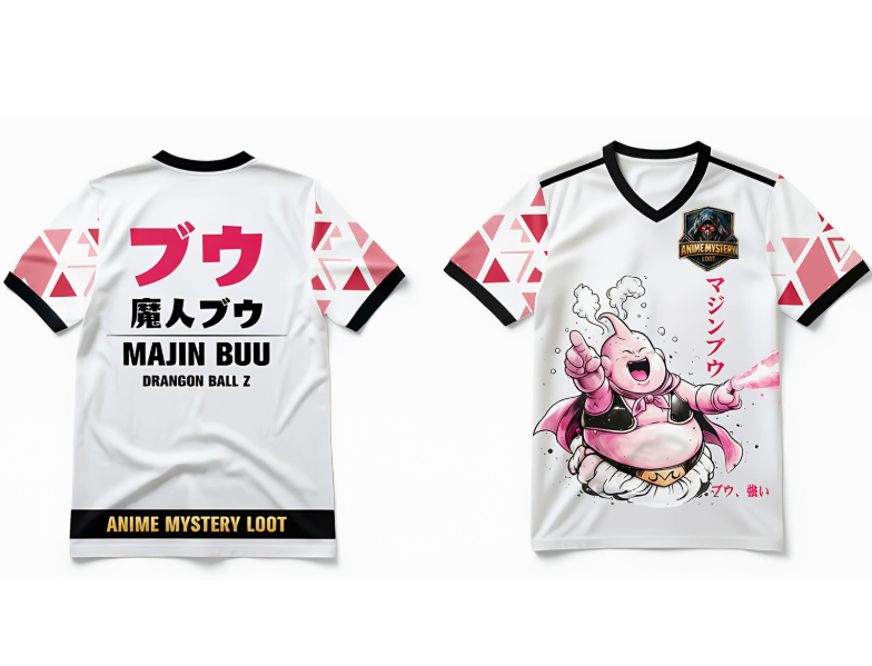 Anime Mystery Loot | Fat Buu chibi (light pink) Football Jersey